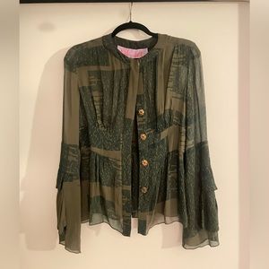 Tuleh sheer snap front blouse. Size S. Great condition